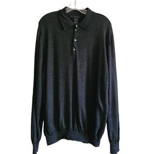 BERTOLO Cashmere Silk Blend Long Sleeve Collared Sweater Dark Gray Men's Large‎